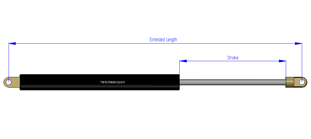 Gas Spring - Extended Length and Stroke